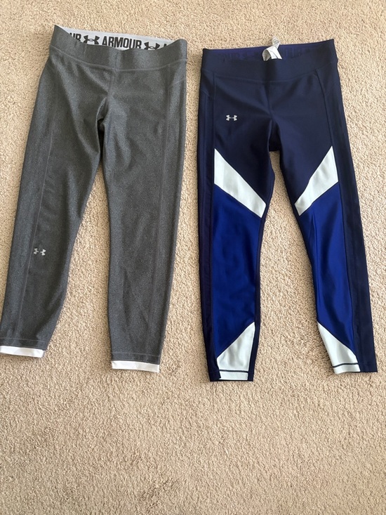 Under Armour Pants - Under Armour Gray Heather & Navy Blue Colorblock Leggings Duo